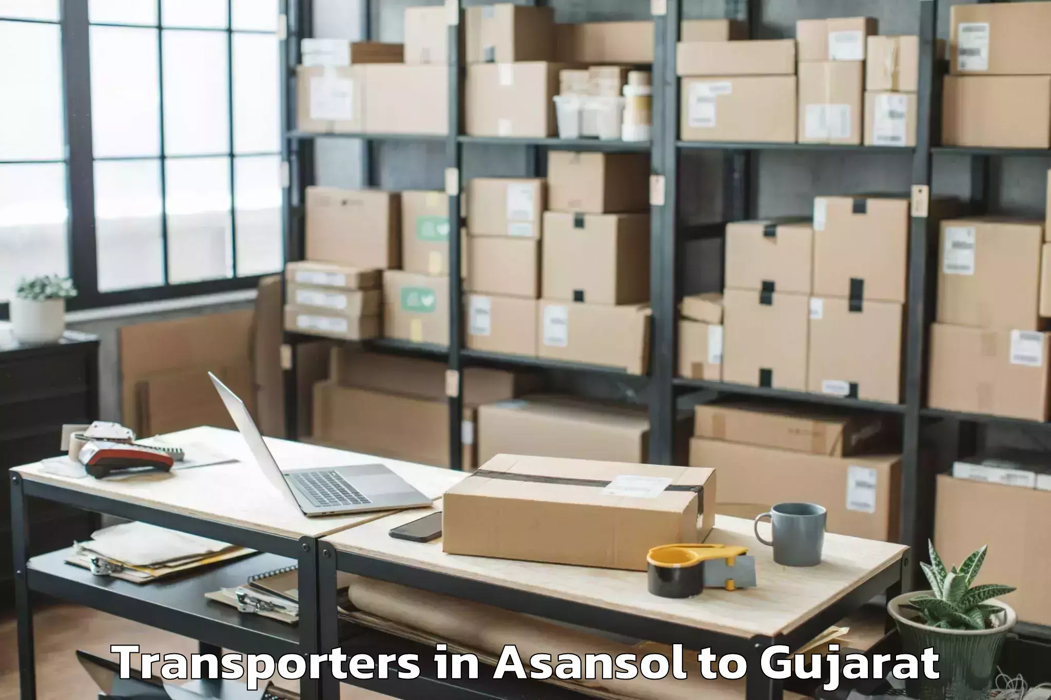 Book Asansol to Bhanvad Transporters Online